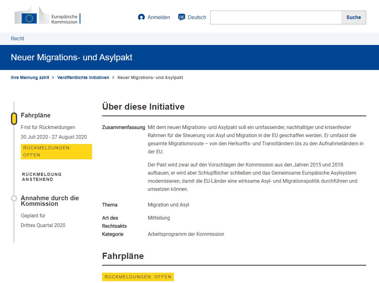 Neur Migrations- und Asylpakt der EU Kommission im geheimen in Arbeit